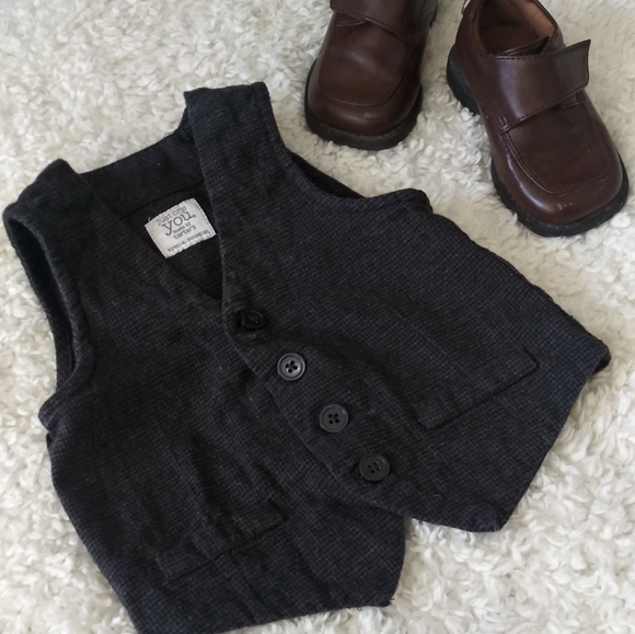 Carter's Dressy Infant Boy Vest Dark Gray Tuxedo 12 Months Size - Picture 10 of 16